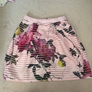 Ted Baker Pink Floral A-Line Skirt